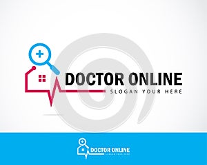 doctor online logo creative search home smart health design concept