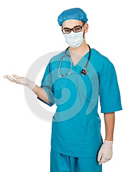 Doctor with an open hand