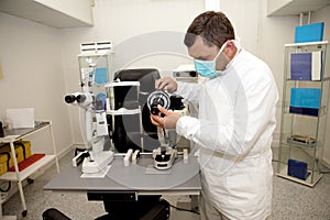 Doctor in ophthalmology clinic