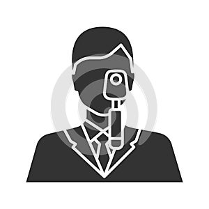 Doctor with ophthalmoscope glyph icon