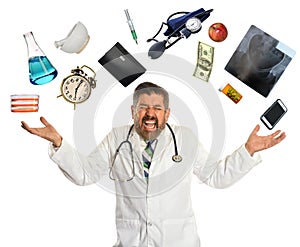 Doctor Overwhelmed by Multitasking