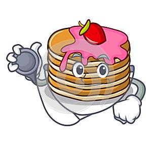 Doctor pancake with strawberry character cartoon