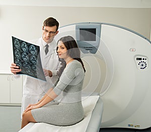 Doctor patient at the computed tomography