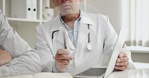 Doctor patient confident discussion medic listening health issues diagnosis