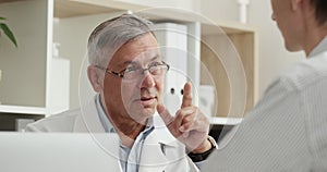 Doctor patient confident discussion medic listening health issues diagnosis