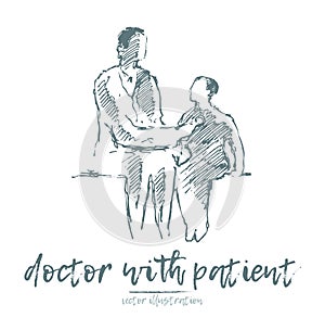 Doctor patient drawn vector illustration sketch