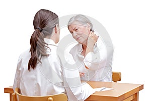 Doctor patient neck pain tension