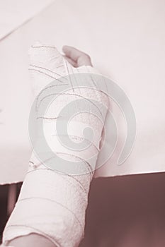 Doctor patient plaster cast