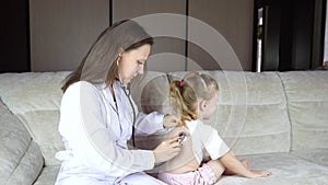 Doctor and patient on preventive examination. Medicine to children