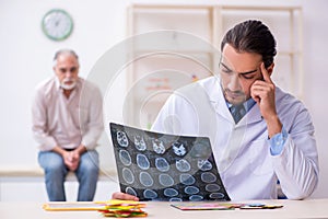 Doctor and patient suffering from Alzheimer disease