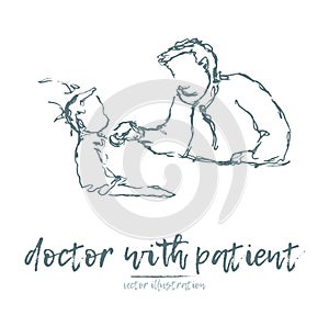 Doctor patient vector sketch hand drawn