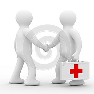 Doctor and patient on white background