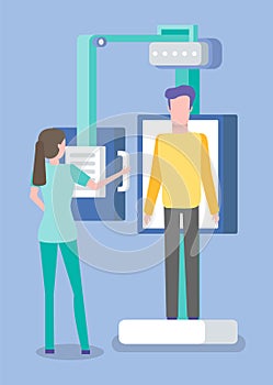 Doctor and Patient, Xray Fluorography in Hospital