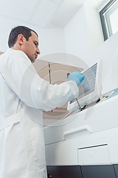 Doctor preparing a blood count in the laboratory