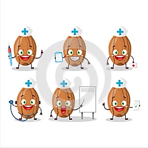 Doctor profession emoticon with almond cartoon character