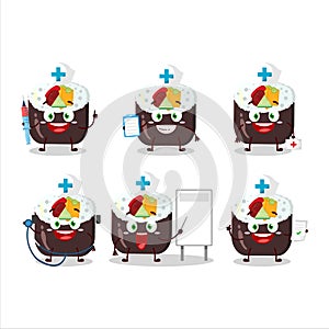 Doctor profession emoticon with futomaki cartoon character