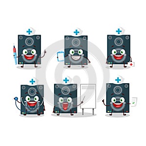 Doctor profession emoticon with loudspeaker cartoon character