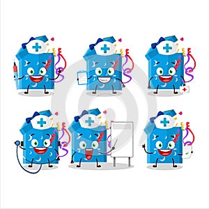 Doctor profession emoticon with open magic gift Box cartoon character