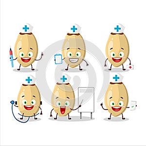 Doctor profession emoticon with pine nuts cartoon character