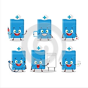 Doctor profession emoticon with power bank cartoon character