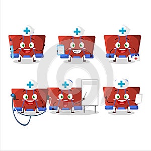 Doctor profession emoticon with red binder clip cartoon character