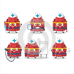 Doctor profession emoticon with red dynamite bomb cartoon character