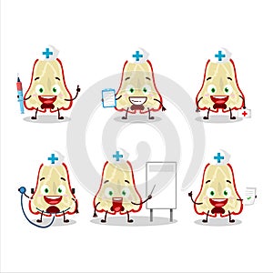 Doctor profession emoticon with slice of watter apple cartoon character