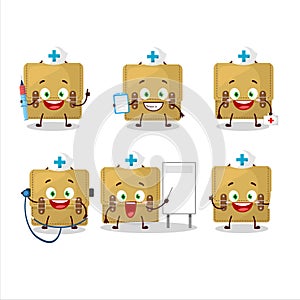 Doctor profession emoticon with sling bag school cartoon character