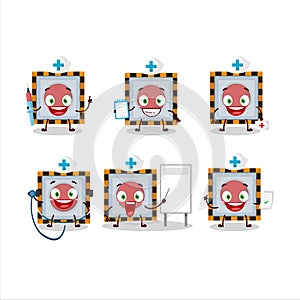 Doctor profession emoticon with among us emergency button cartoon character