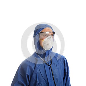 Doctor in protective clothing