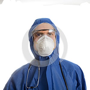 Doctor in protective clothing