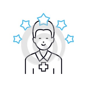 doctor ratings line icon, outline symbol, vector illustration, concept sign