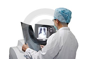 Doctor and x-ray computer