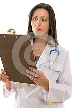 Doctor reading medical records