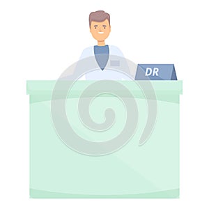 Doctor reception icon cartoon vector. Hospital patient