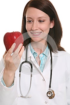 Doctor with red apple