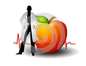 Doctor With Red Apple And EKG