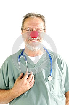 Doctor with red nose