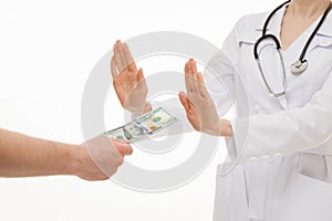 Doctor refusing a bribe