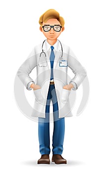 doctor in a robe, uniform, work clothes vector illustration