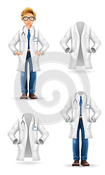 doctor in a robe, uniform, work clothes vector illustration