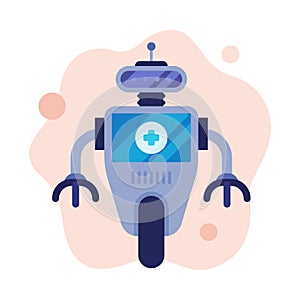 Doctor Robot, Modern Healthcare Technology Flat Style Vector Illustration on White Background