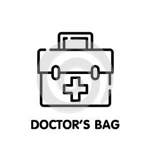 Doctor`s bag outline icon design style illustration on white background