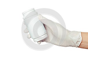 Doctor's hand in white sterilized surgical glove