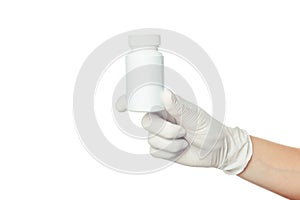 Doctor's hand in white sterilized surgical glove