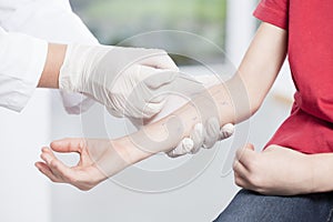 Doctor's hands doing allergy test