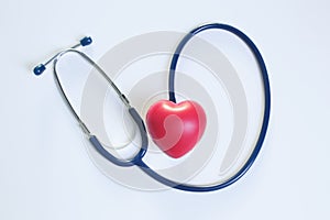 Doctor's medical stethoscope and Heart on white background