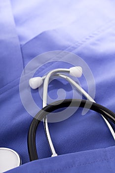 Doctor's stethoscope on scrubs