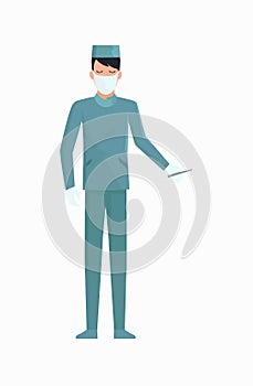 Doctor with Scalpel Icon Vector Illustration