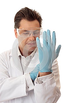 Doctor or scientist nitrile gloves photo